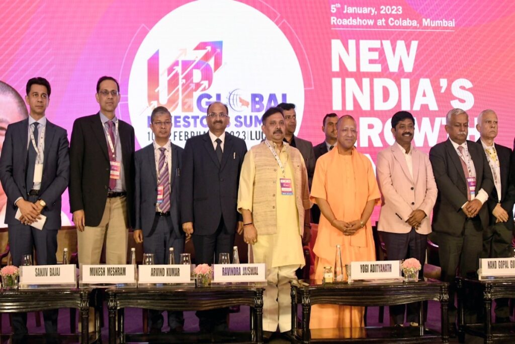 Chief Minister Yogi Adityanath in the road show program organized for the preparations of UP Global Investors Summit-2023 at Hotel Taj, Mumbai