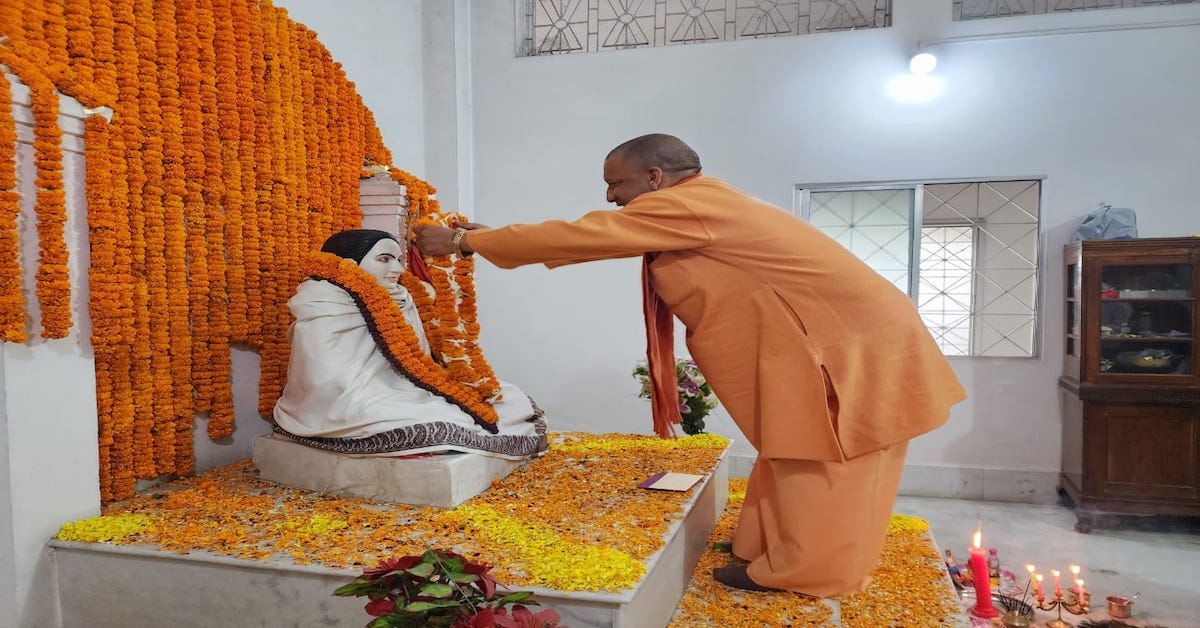 Chief Minister Yogi Adityanath offering prayers at Gorakshanath Temple located on Dhaleshwar Road in Agartala
