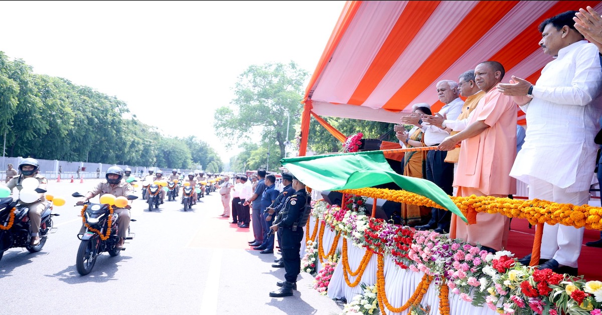 CM Yogi flagged off the motor bikes and scooties received by the forest department from the CSR fund
