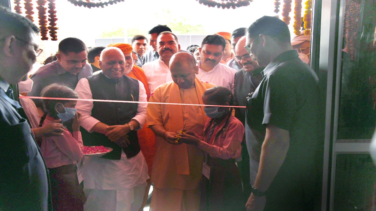 CM Yogi while inaugurating and inspecting and worshiping late Marjadi Devi Primary Health Center, Bahar Dhanoti in Deoria